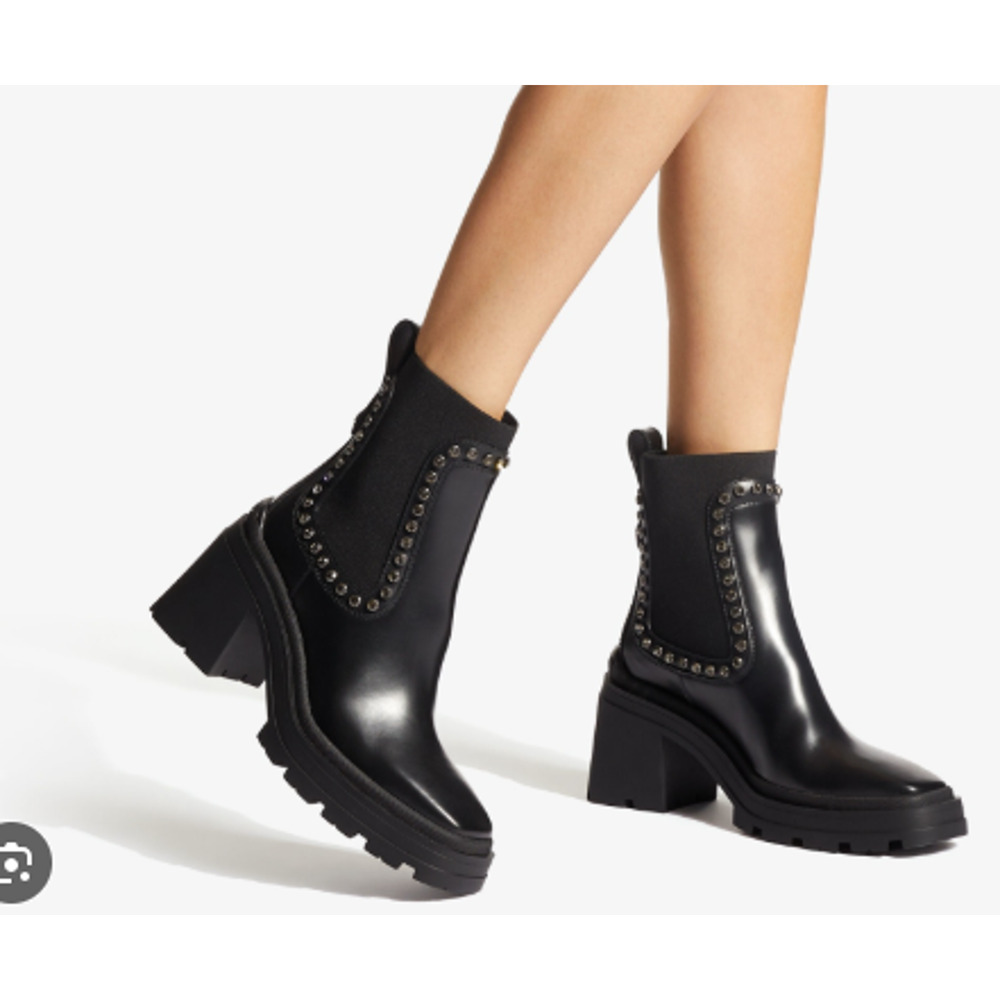 $1350 Jimmy Choo Veronique 80 Boots Size 40 Embellished Block Heel Ankle Boots - Picture 1 of 9